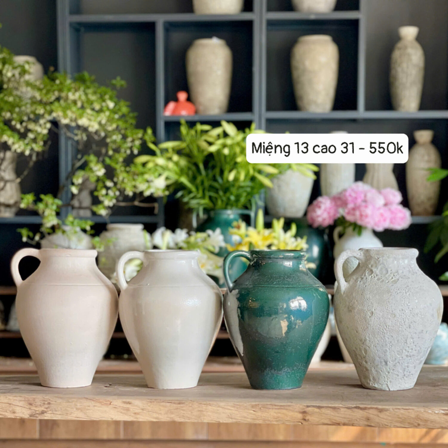 Bình gốm cắm hoa 1 quai
