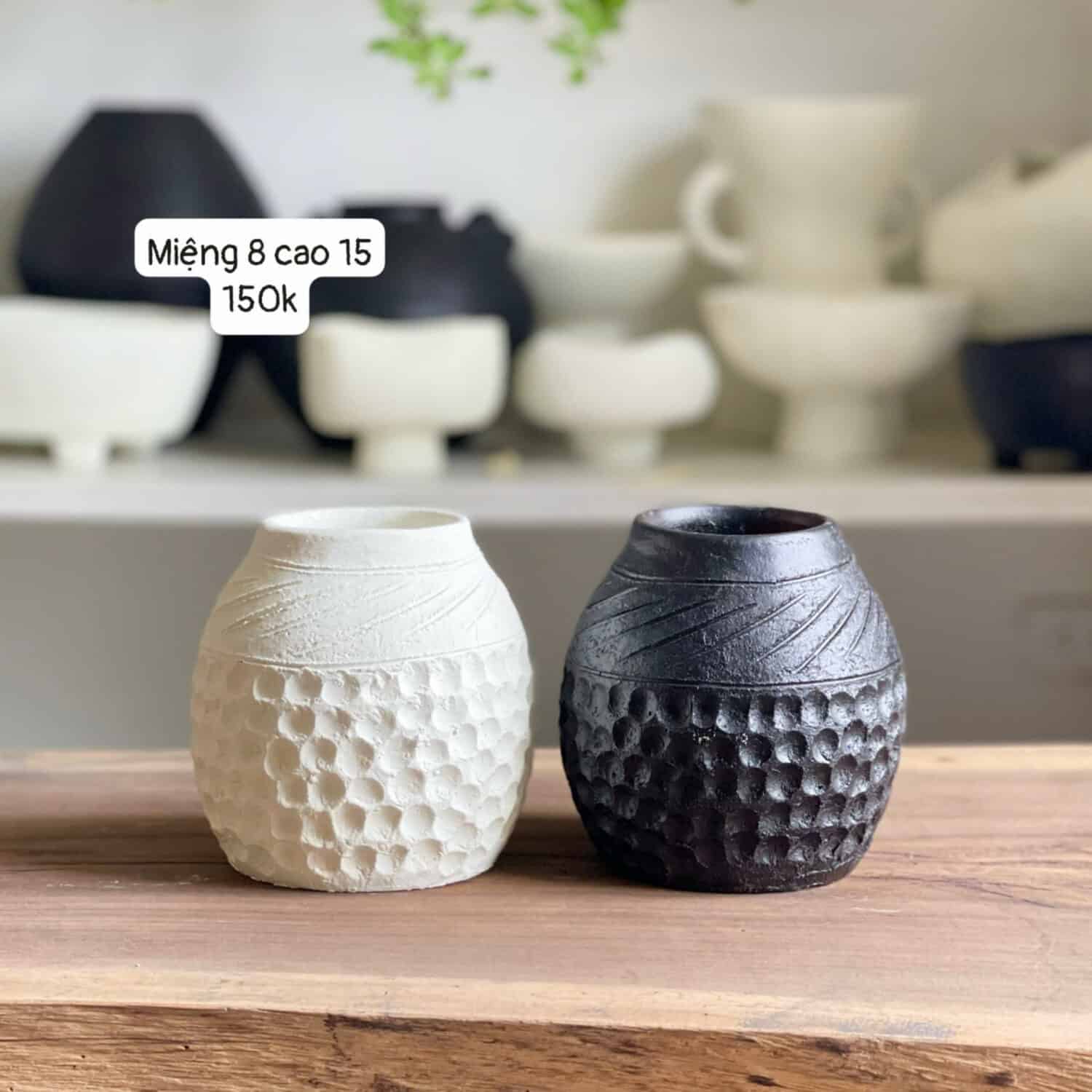 Gốm Chăm - Bình chấm đen trắng M8C15