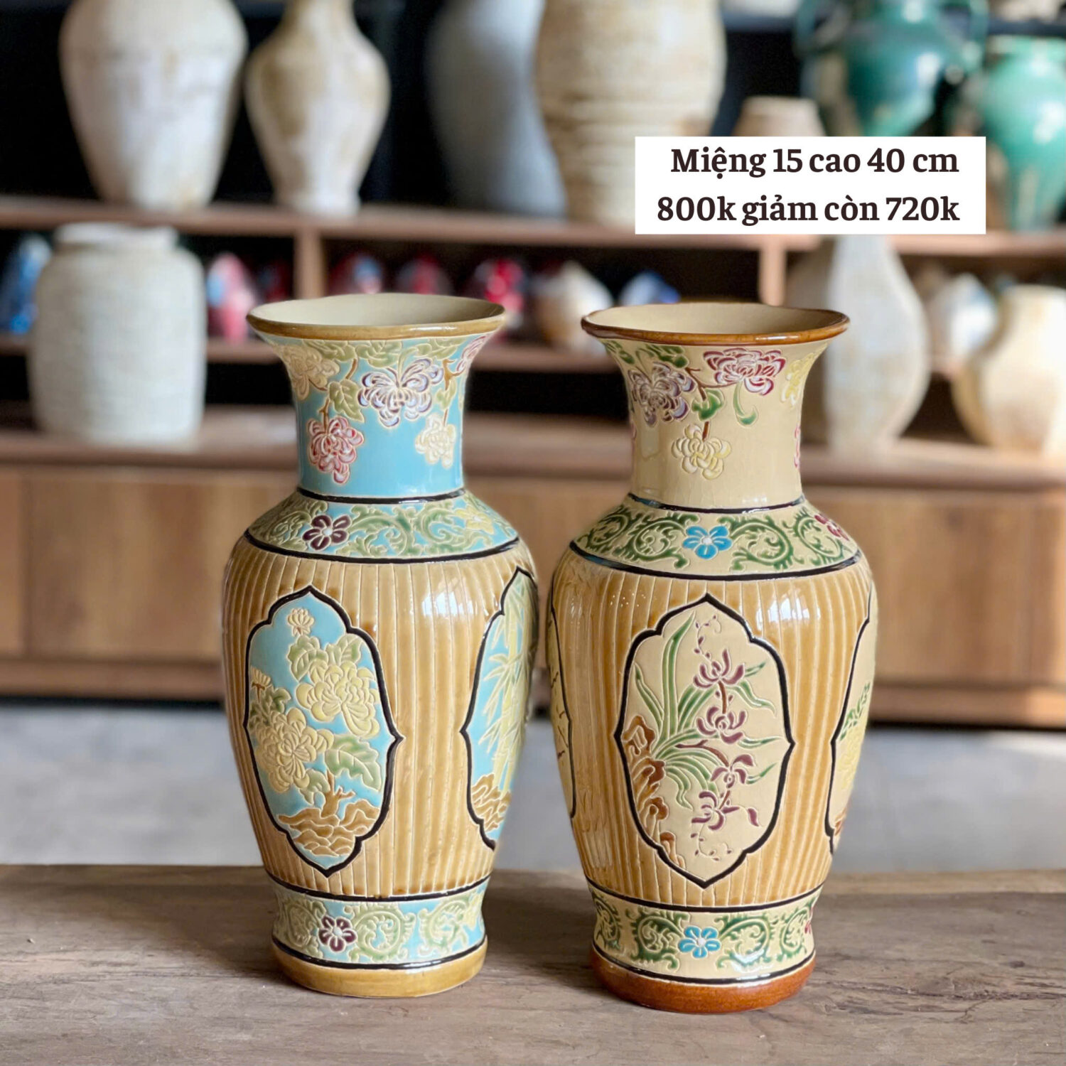Bình gốm Biên Hòa chủ đề 4 mùa M15C40