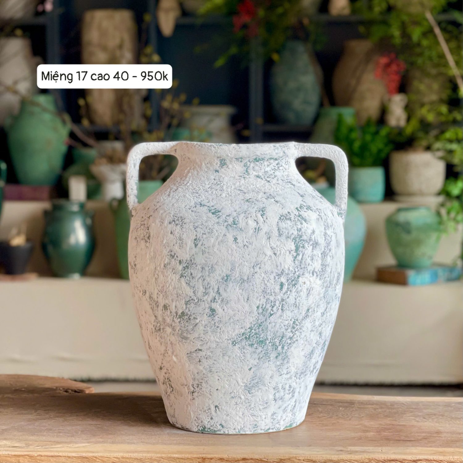 Bình hoa Rustic hai quai vuông